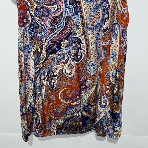 Venus Women's Multicolor Paisley Print Cold Shoulder V-Neck Top Blouse Size XS - Picture 6 of 10